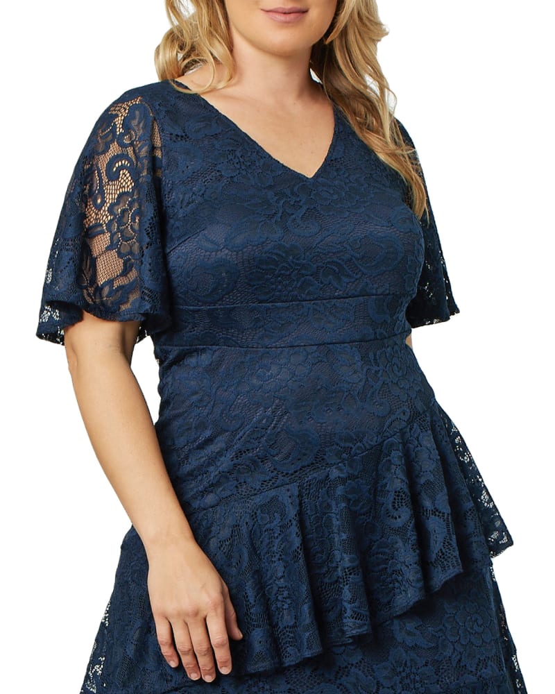 Navy blue on sale lace cocktail dress